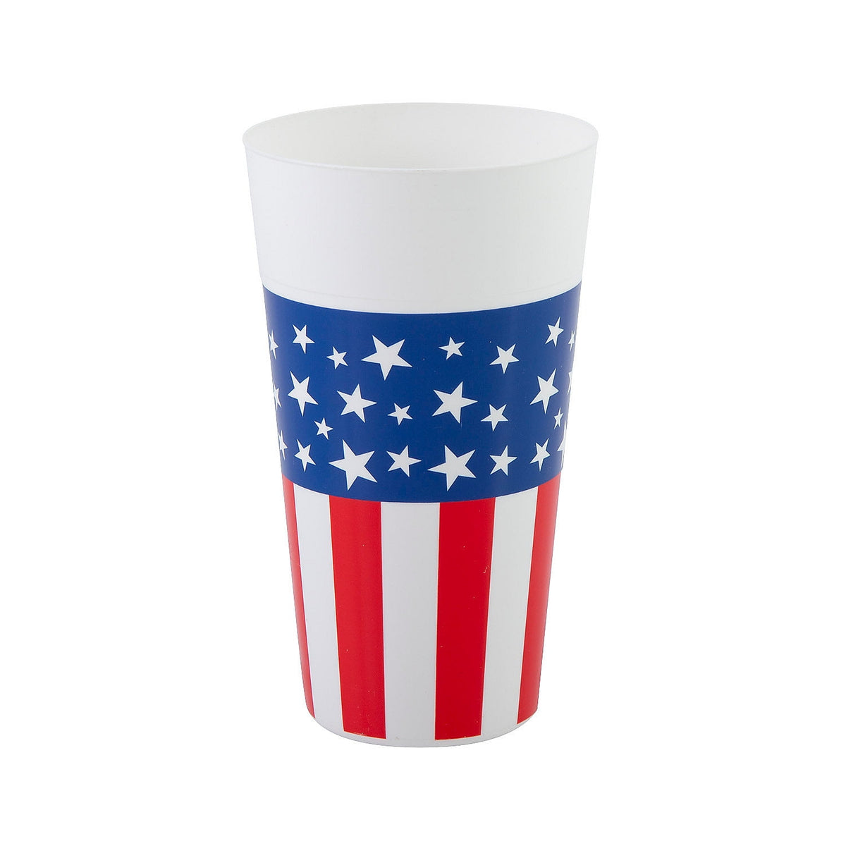 Lunabuddy™ Fun Express 6 1/2" 30 oz. Patriotic Stars & Stripes Reusable Plastic Tumbler - 12 Pieces