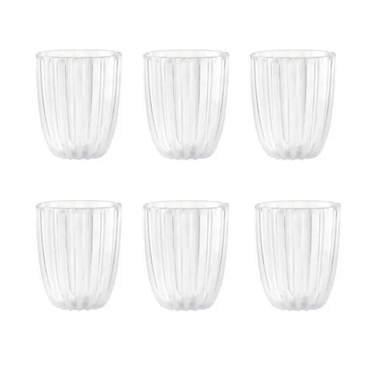 Lunabuddy™ GUZZINI Dolcevita 12oz Low Tumblers (Set of 6) Mother of Pearl - 100% Recycled Plastic - Unbreakable, Reusable, BPA-Free, Iced Coffee, Smoothie, Water - Stackable Cup for Kids, Home & Kitchen