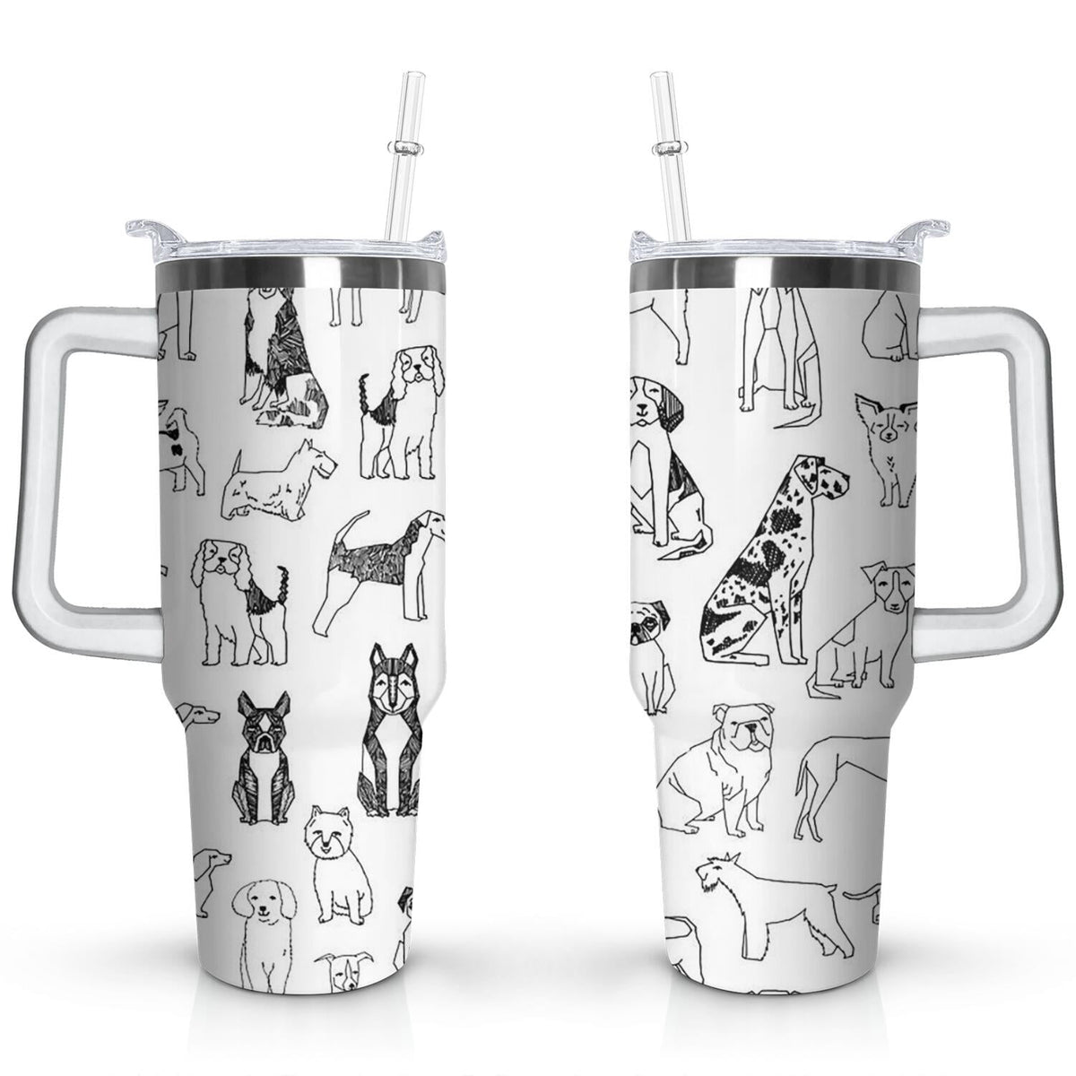Lunabuddy™ Gift for Dog Lovers Cute Dog Tumbler for Women - 40oz Dog Tumblers with Handle Straw and Lid Tumbler Cup Travel Coffee Mug