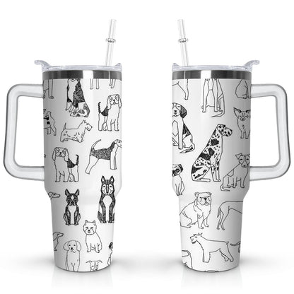 Lunabuddy™ Gift for Dog Lovers Cute Dog Tumbler for Women - 40oz Dog Tumblers with Handle Straw and Lid Tumbler Cup Travel Coffee Mug
