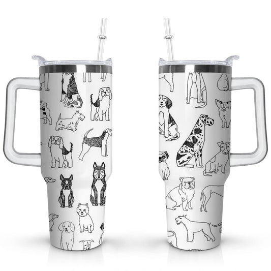Lunabuddy™ Gift for Dog Lovers Cute Dog Tumbler for Women - 40oz Dog Tumblers with Handle Straw and Lid Tumbler Cup Travel Coffee Mug