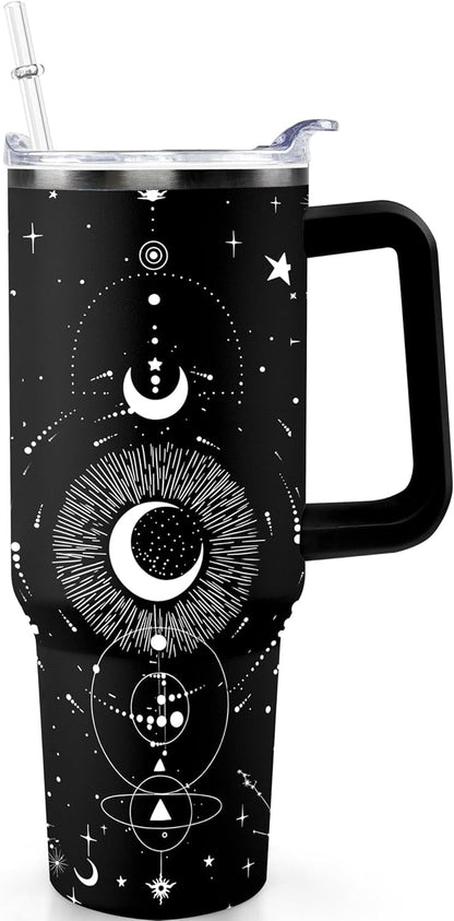 Lunabuddy™ 40oz Goth Gothic Tumbler with Handle and Straw, Stainless Steel Vacuum