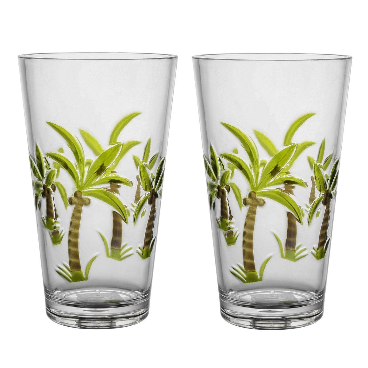 Lunabuddy™ Gourmet Art 2-Piece Palm Tree 24 oz. Acrylic Highball Tumbler, for Indoor and Outdoor and Everyday Use