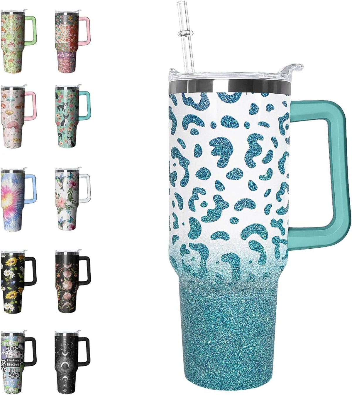 Lunabuddy™ 40 oz Tumbler with Handle and Straw Leak Proof Tumbler 40