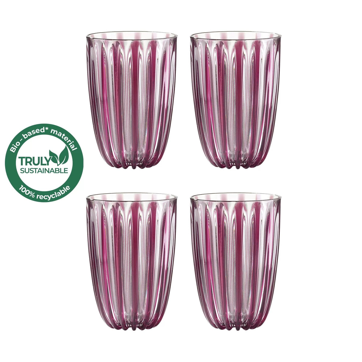Lunabuddy™ Guzzini Dolcevita Purple Tumbler, Set of 4 Drinkware Modern Bio-Based Plastic Amethyst Tumblers