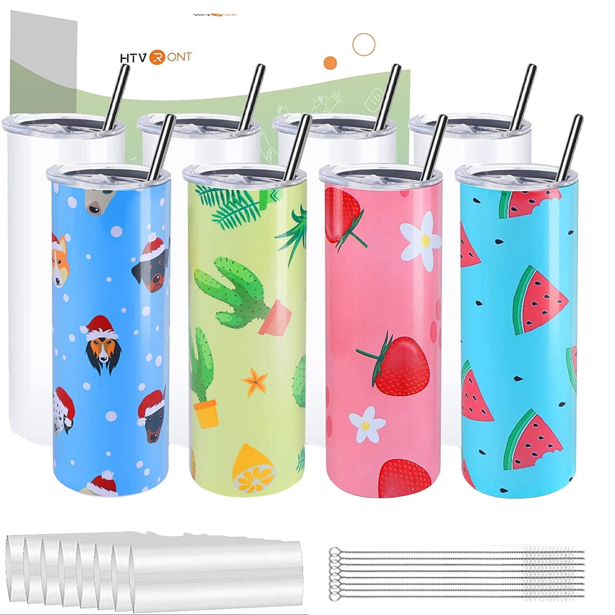 Lunabuddy™ HTVRONT 4 Pack Sublimation Blanks Tumblers 20 OZ Skinny Stainless Steel