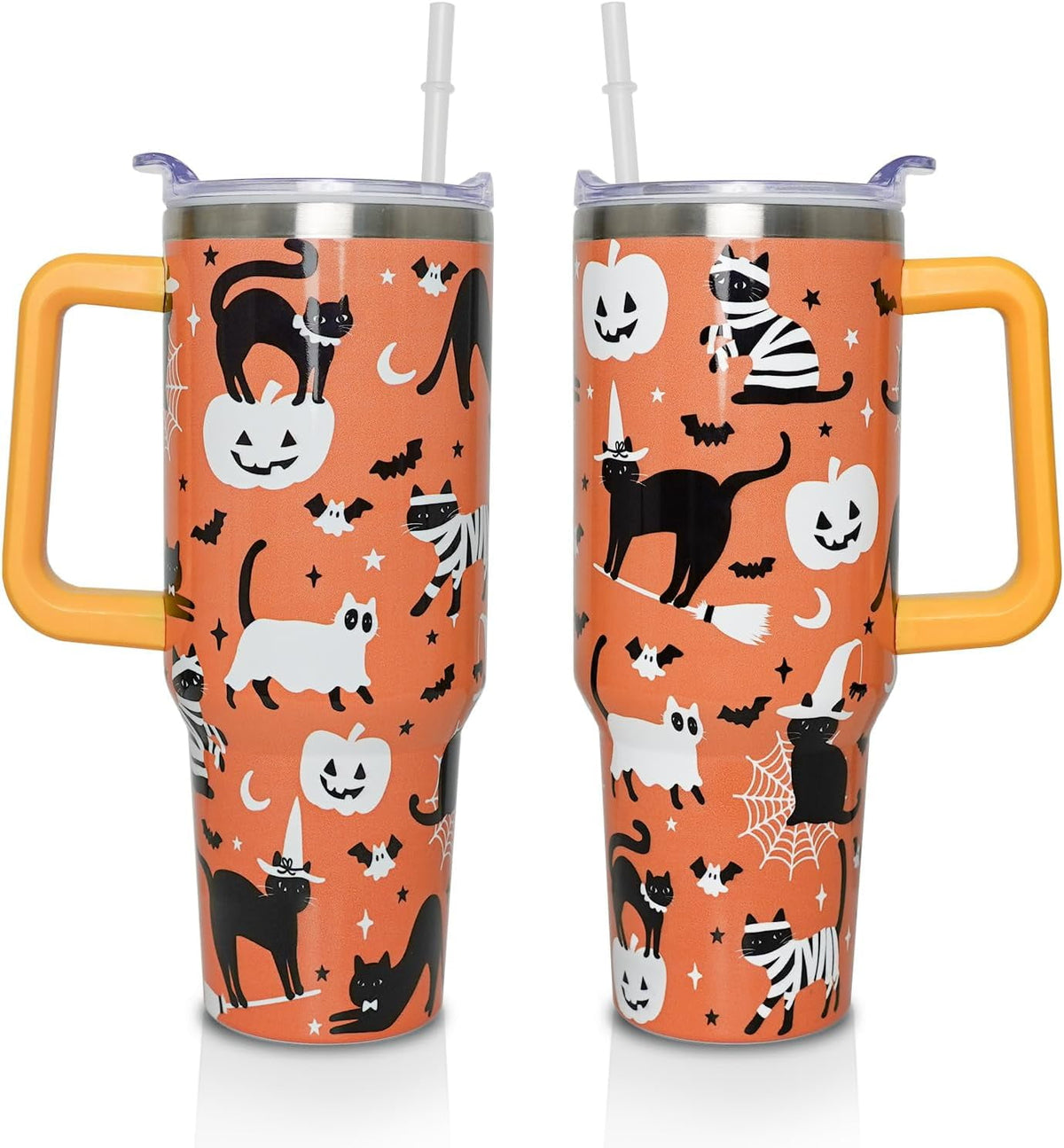 Lunabuddy™ 40 Oz Tumbler with Handle and Straw, Cute Stainless Steel Double