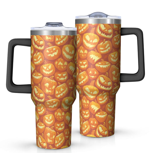 Lunabuddy™ Halloween Style Mega Mug 40oz – Stainless Steel Insulated Tumbler with Handle and Straw, Large Capacity Travel Cup for Hot & Cold Drinks