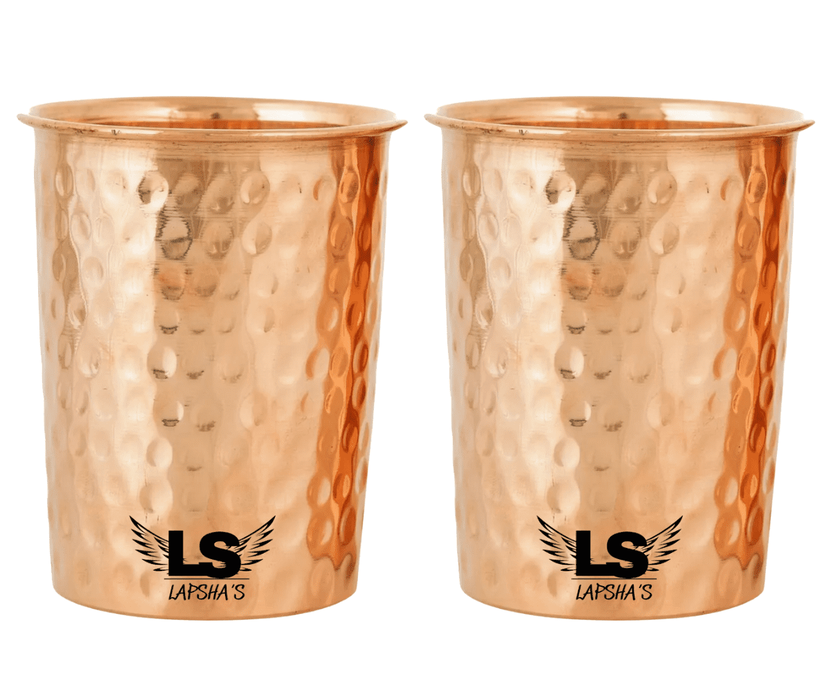 Lunabuddy™ Handcrafted Pure Copper Hammered Tumbler Size-300 ML | Ayurvedic Drinking Cup for Water | Leak-Proof, Food-Grade Copper Glass | Traditional Indian Design
