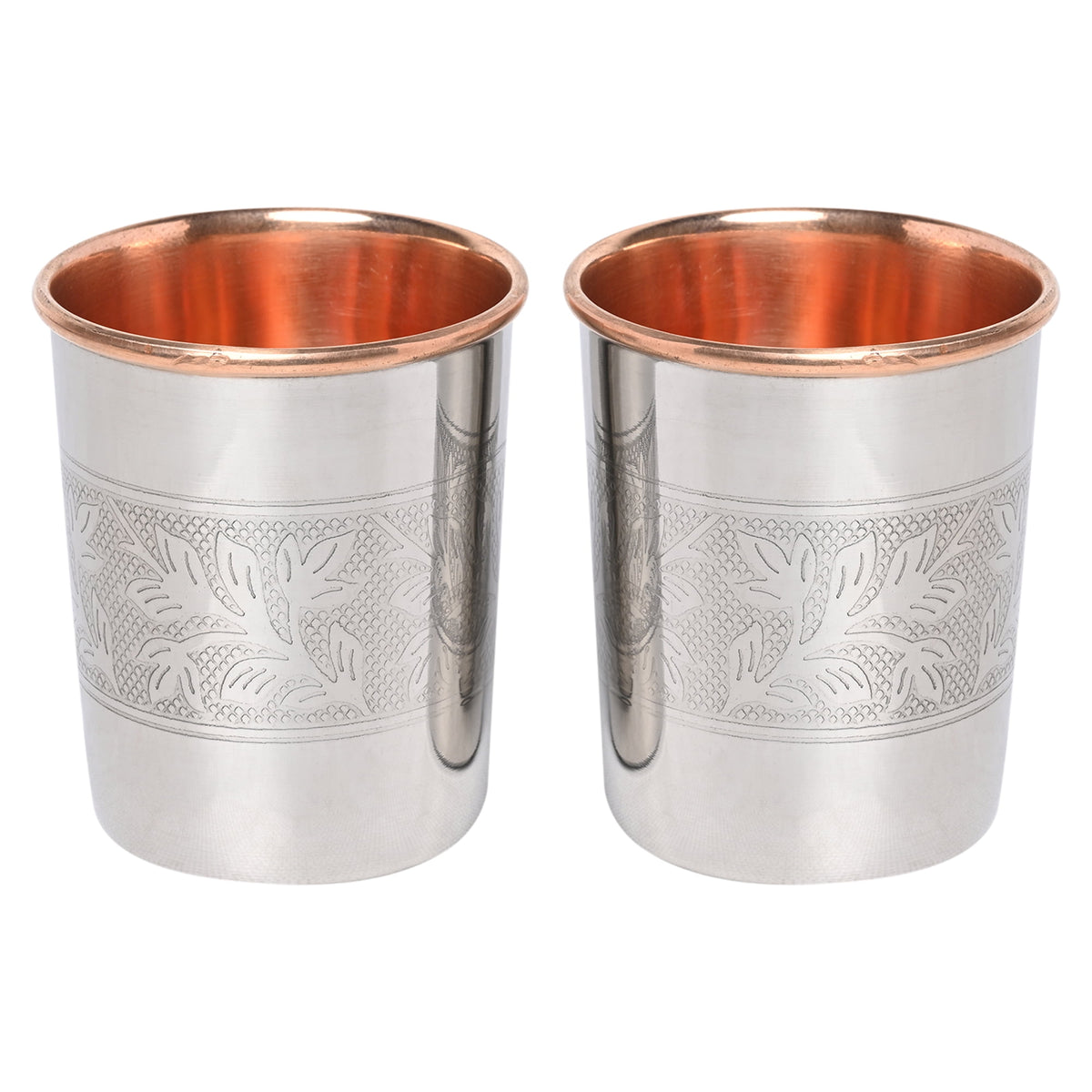 Lunabuddy™ HealthGoodsIn - Set of 2 Outer Stainless Steel and Inner Pure Copper Tumbler - 250 Ml (8.45 US Fluid Ounce) Capacity
