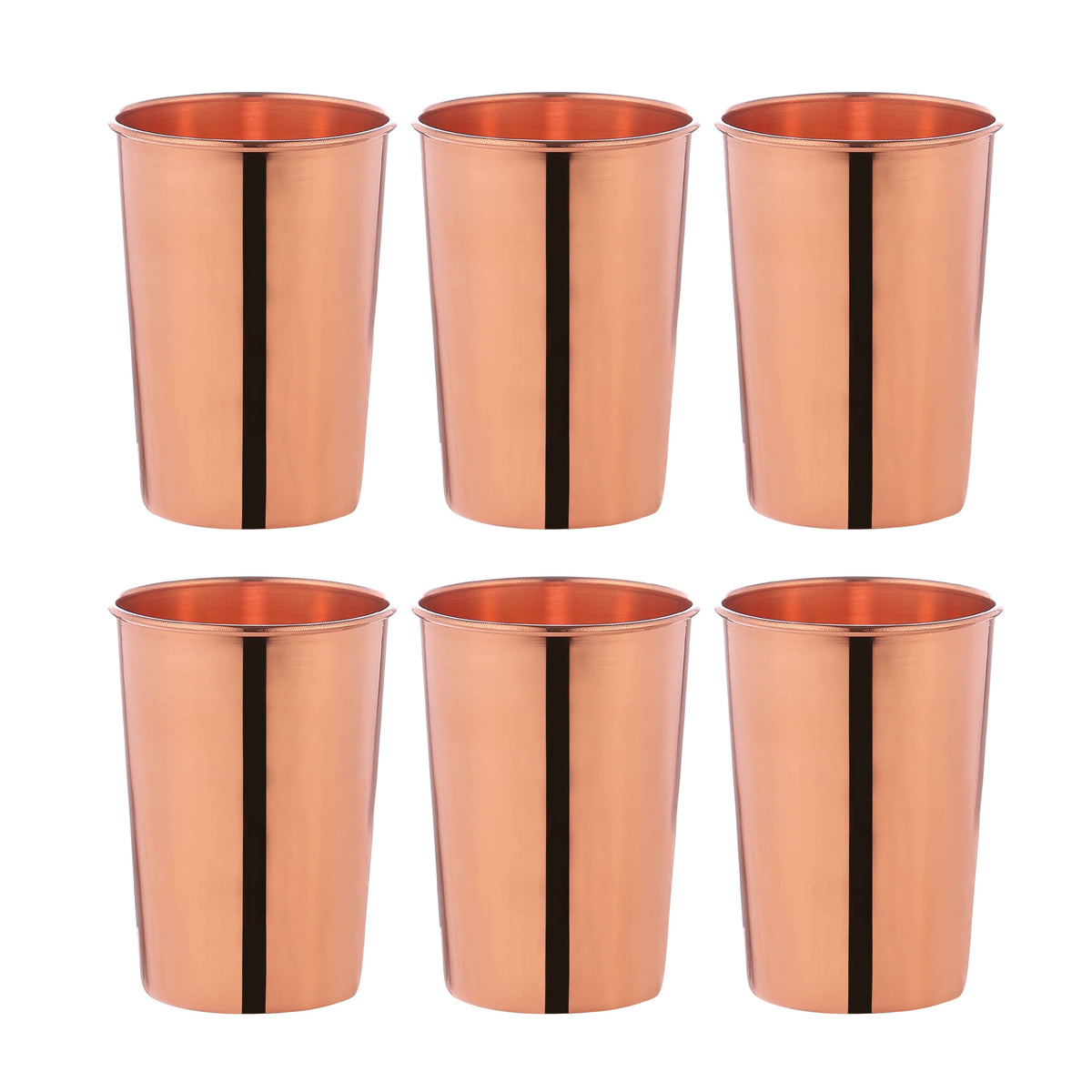 Lunabuddy™ HealthGoodsIn - Set of 6 Pure Copper Tumbler For Ayurveda Health Benefits - 350 Ml (11.8 US Fl Oz) Capacity
