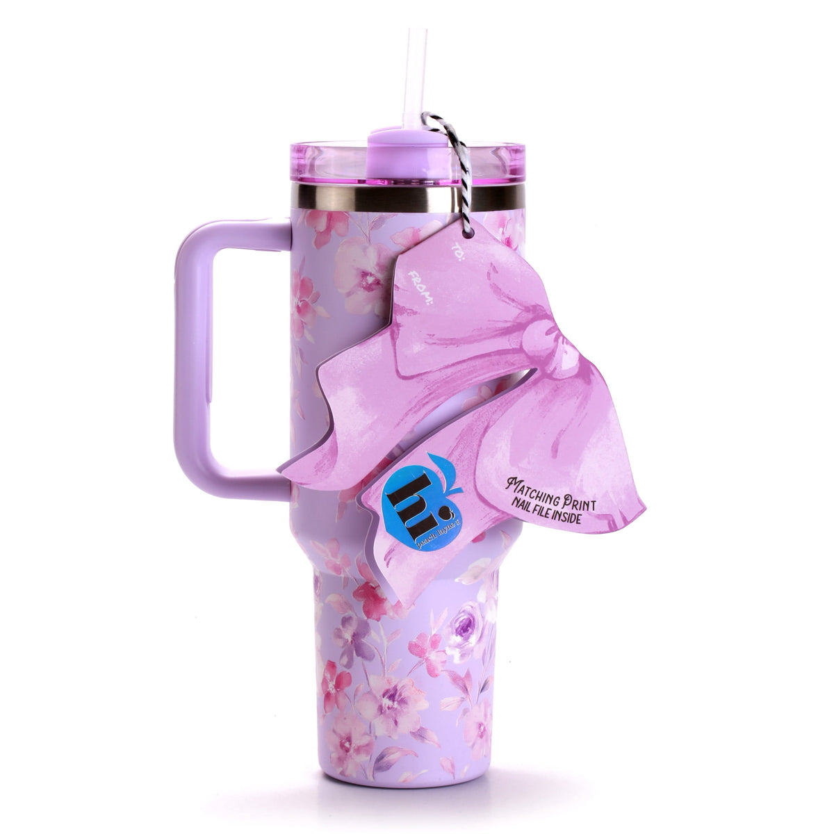 Lunabuddy™ Hi Peach Layne 40oz Purple Beauty Insulated Tumbler with Nail File