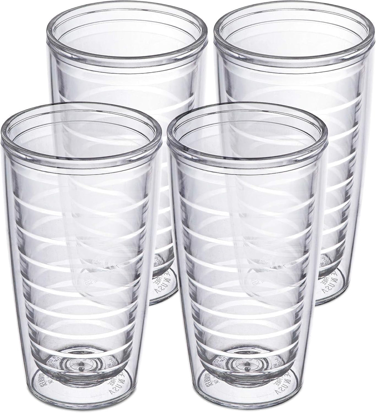 Lunabuddy™ Homestead Choice Insulated Tumblers, 16oz 4-Pack Double Walled Clear Insulated Drinking Glasses Cup