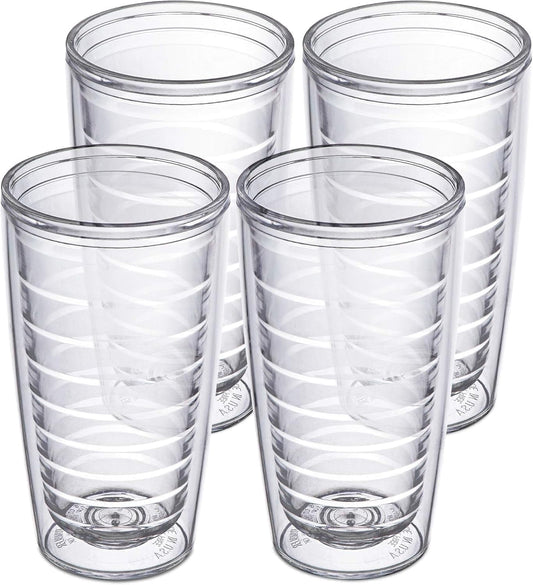 Lunabuddy™ Homestead Choice Insulated Tumblers, 16oz 4-Pack Double Walled Clear Insulated Drinking Glasses Cup