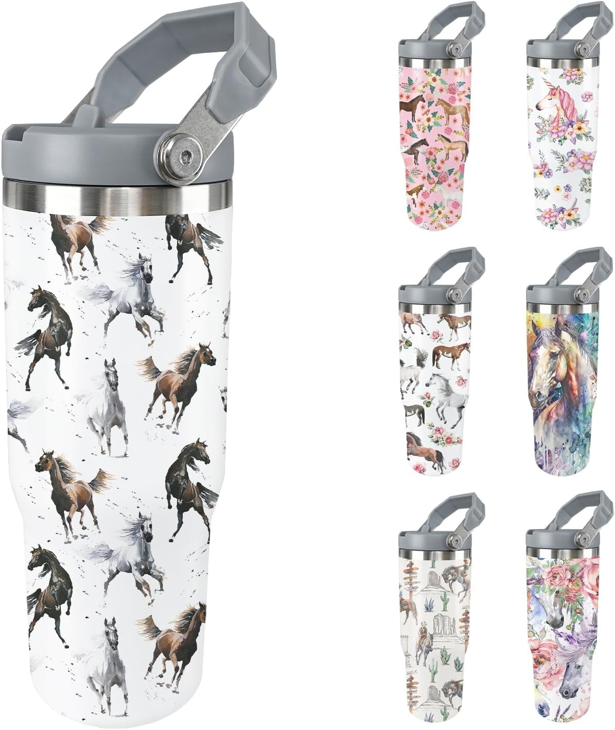 Lunabuddy™ Horse Tumbler with Lid and Straw Stainless Steel Tumblers 30 Oz