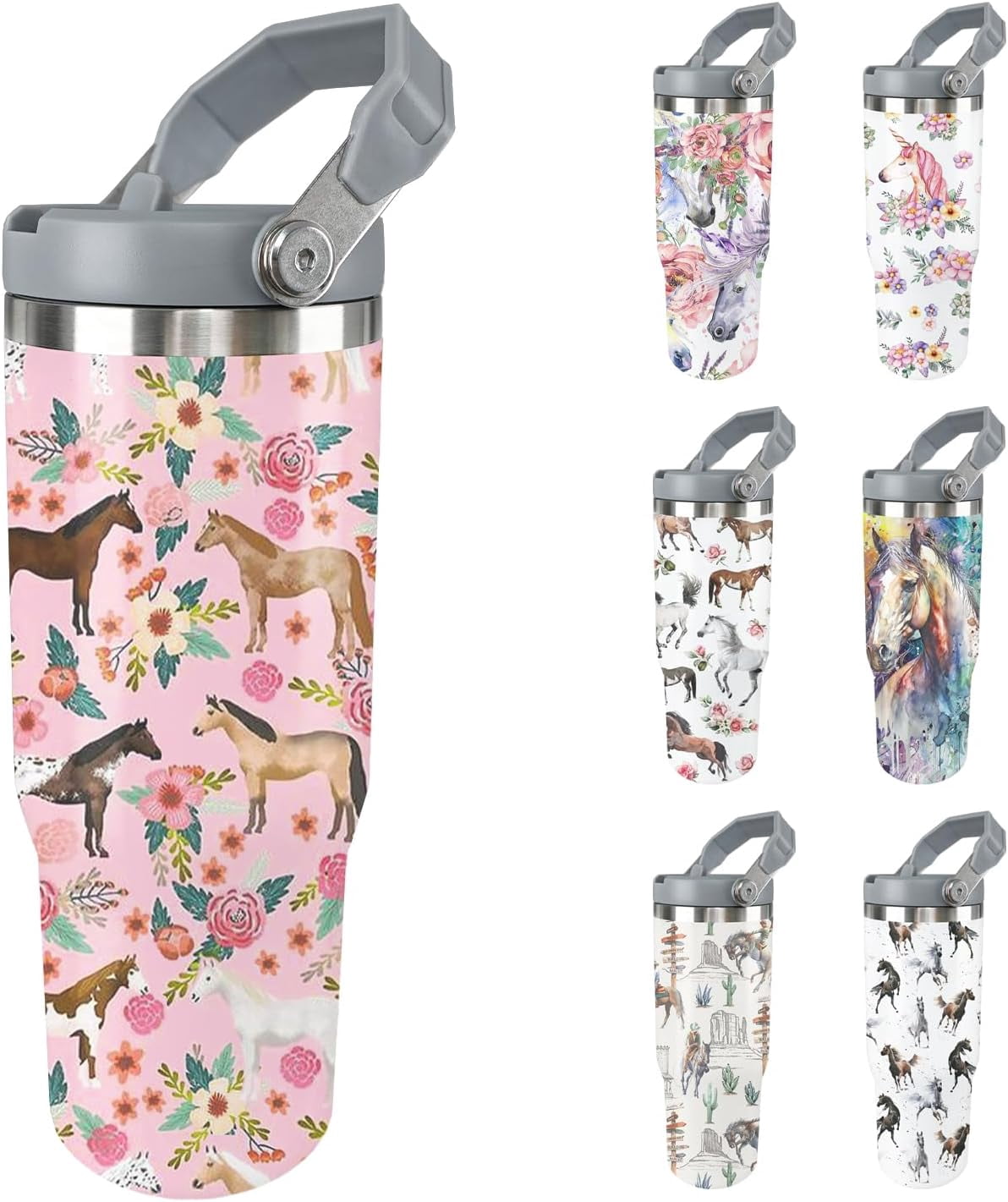 Lunabuddy™ Horse Tumbler with Lid and Straw Stainless Steel Tumblers 30 Oz