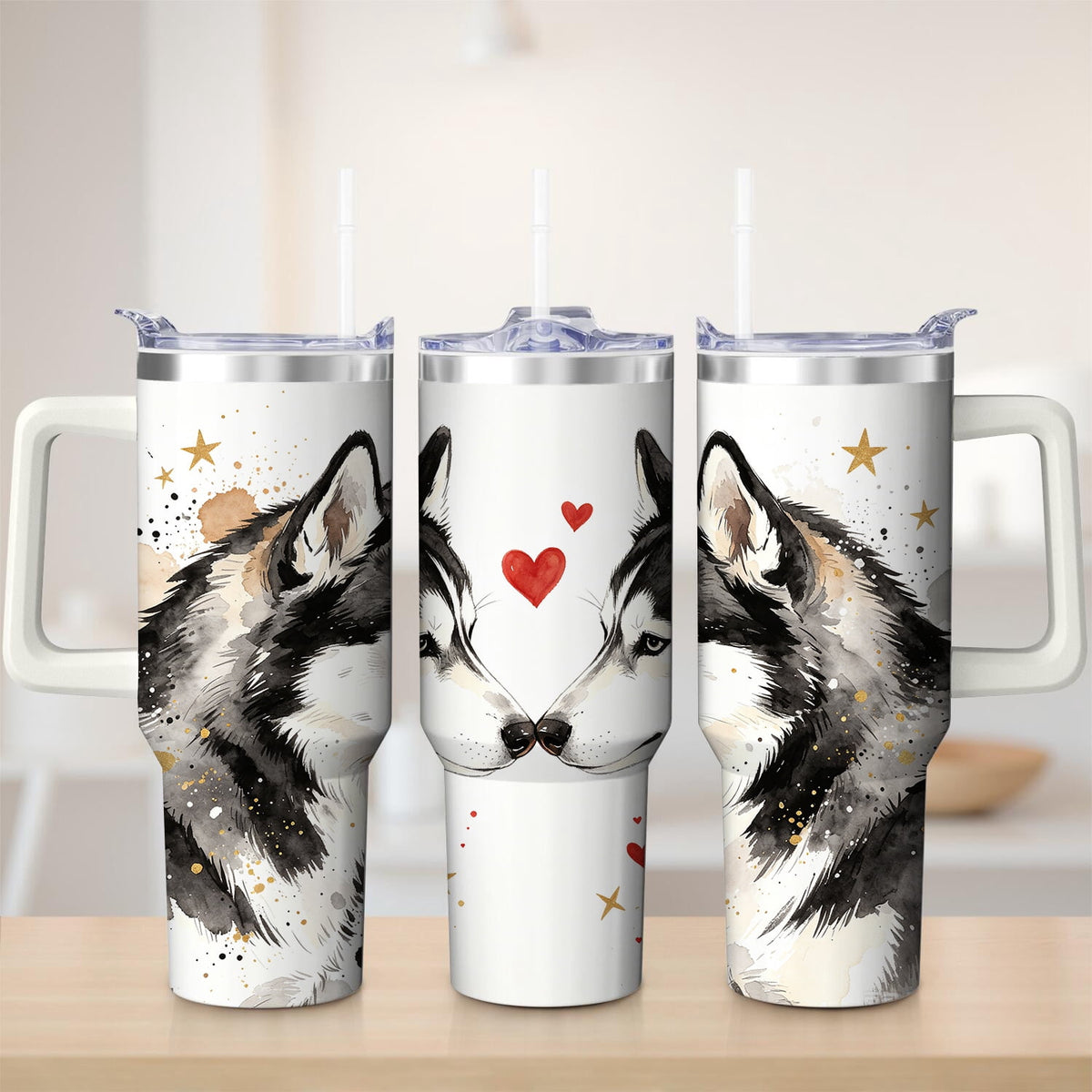 Lunabuddy™ Premium Husky Love Design Stainless Steel Tumbler, 40oz