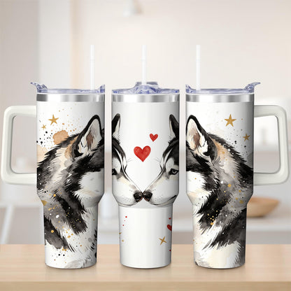 Lunabuddy™ Husky Love Design Stainless Steel Tumbler, 40oz