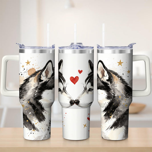 Lunabuddy™ Husky Love Design Stainless Steel Tumbler, 40oz
