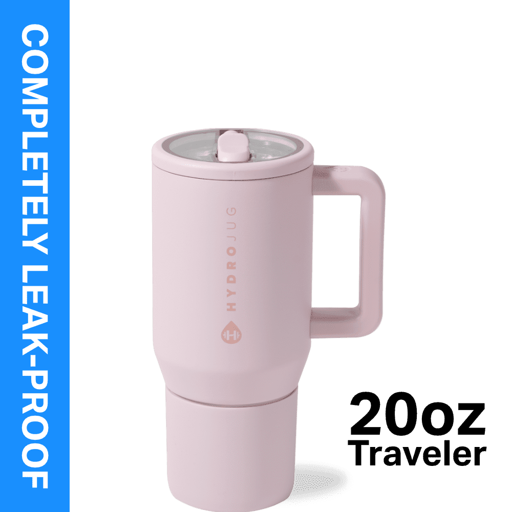 Lunabuddy™ Traveler 20 oz Water Bottle, Stainless Steel Insulated Tumbler with Flip Straw and Handle - Pink Sand
