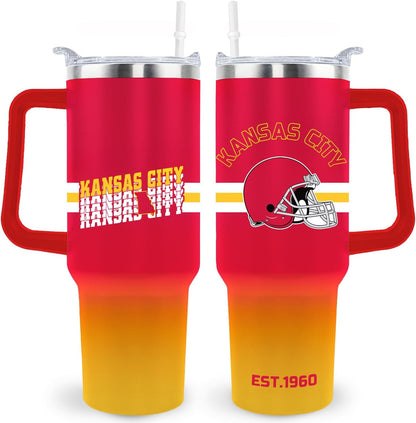 Lunabuddy™ Kansas City Tumbler Cup - Kansas City Gifts for Men - 40 OZ Insulated Stainless Steel Coffee Travel Mug with Lid and Straw