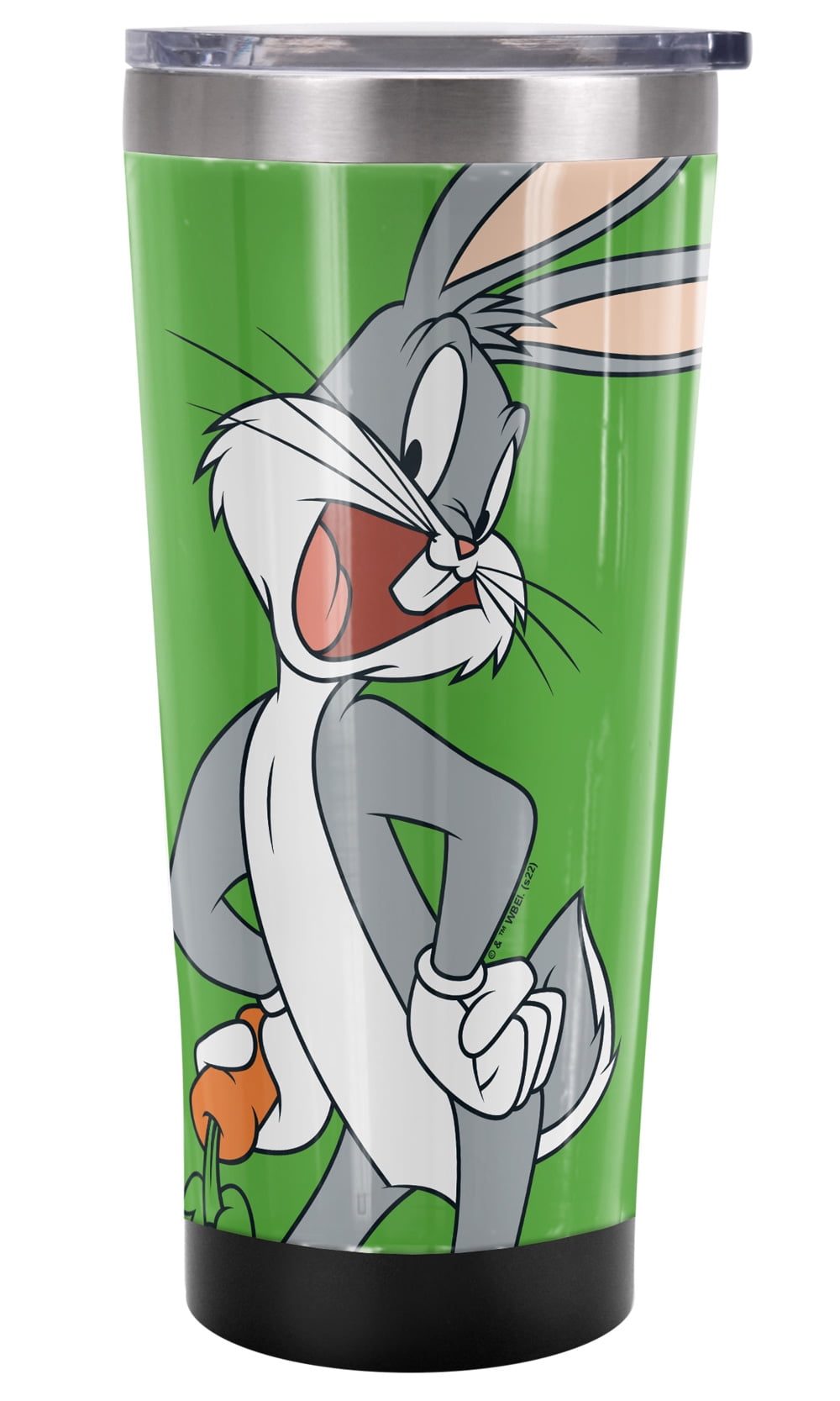 Lunabuddy™ Looney Tunes Official Bugs Bunny Green Background 20 oz Travel Tumbler, Stainless Steel, Vacuum Insulated with Leak Resistant Slide-Lock Lid