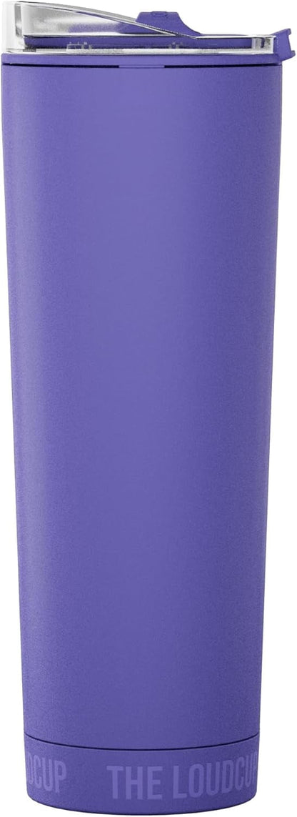 Lunabuddy™ Loud Cup 23 oz Tumbler + Stadium Horn with Slide-Close Lid (Royal Purple) - Double-WallCup Reusable Water Bottle Coffee Travel Mug - Worlds Loudest Cup for Game Day