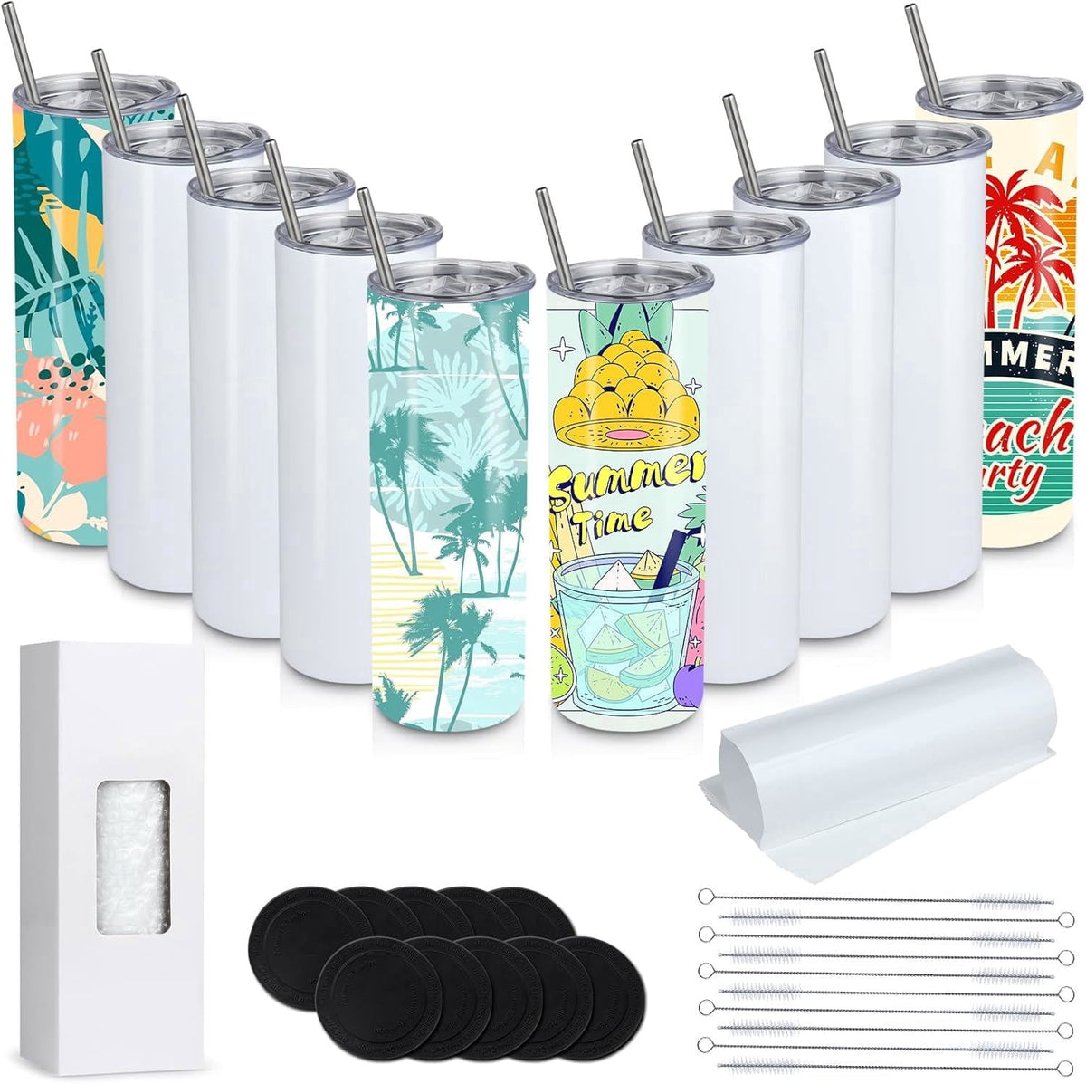Lunabuddy™ MEGADOO 20oz Double Wall Vacuum Insulated Tumbler, Stainless Steel Sublimation Blank, 10-Pack