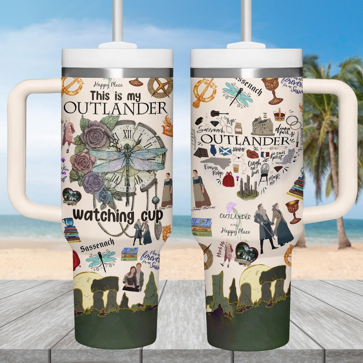 Lunabuddy™ Outlander Series 40oz Tumbler, Highlander Fan Tumbler Cup, Claire And Jamie Stainless Tumbler, Romantic Fantasy TV Drinkware Tumbler