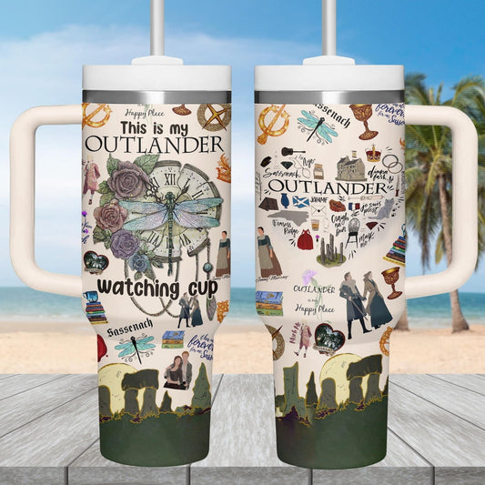 Lunabuddy™ Outlander Series 40oz Tumbler, Highlander Fan Tumbler Cup, Claire And Jamie Stainless Tumbler, Romantic Fantasy TV Drinkware Tumbler