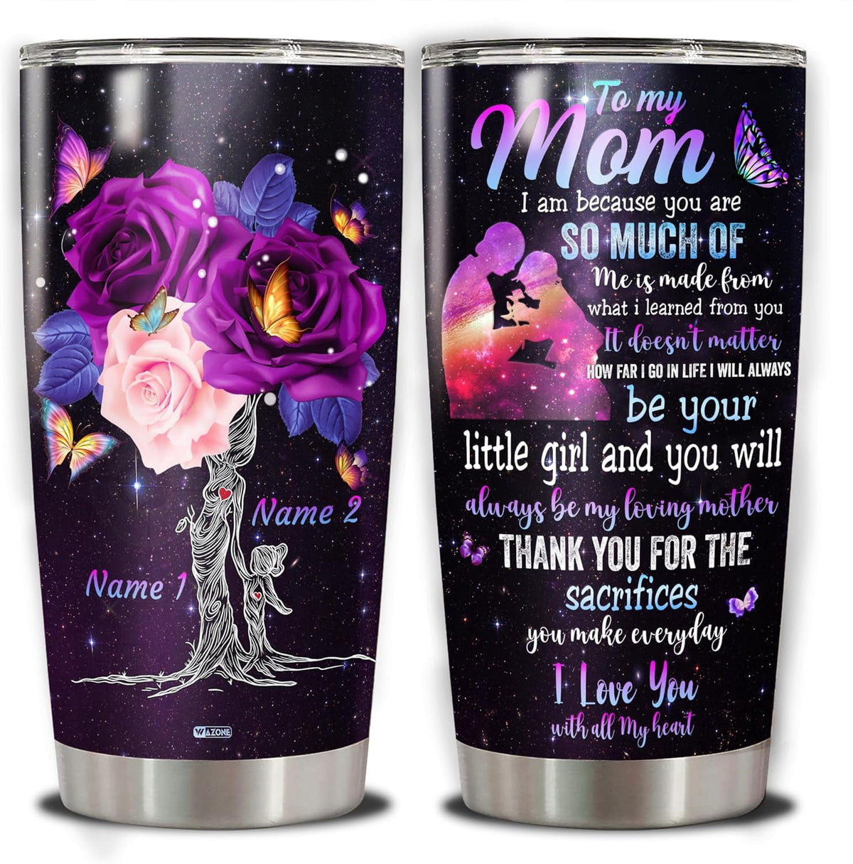 Lunabuddy™ Personalized Moms Gifts Tumbler Cup Customized Name With Lid 20oz 30oz Present Ideas Birthday Christmas Mothers Day Anniversary To My Mom Gift From Daughters For Mommy Mother Mama