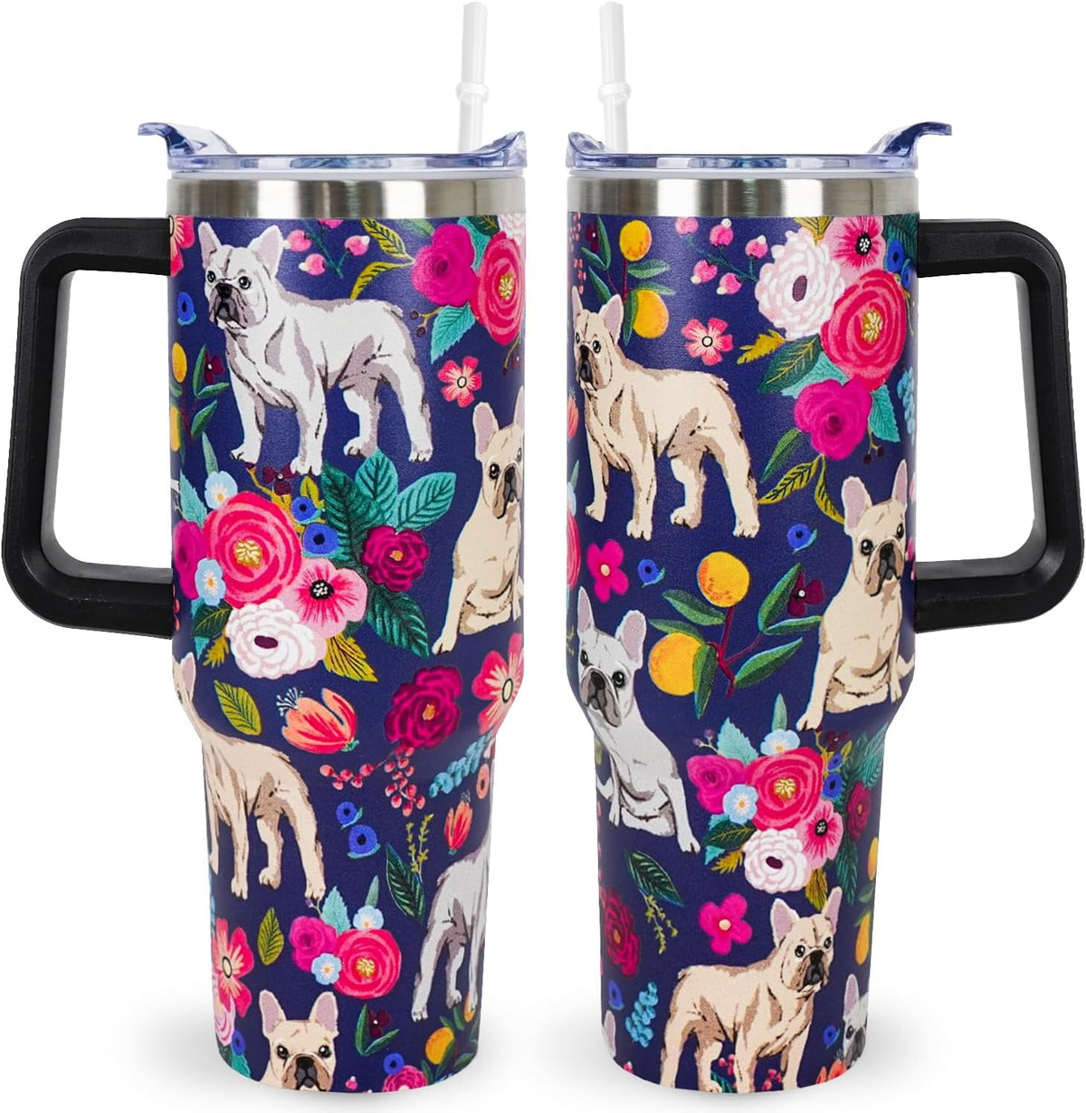 Lunabuddy™ Pitbull Gifts Dog Tumbler Cup for Women Men 40oz Stainless Steel Insulated Travel Mug with Lid and Straw