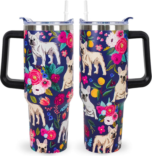 Lunabuddy™ Pitbull Gifts Dog Tumbler Cup for Women Men 40oz Stainless Steel Insulated Travel Mug with Lid and Straw
