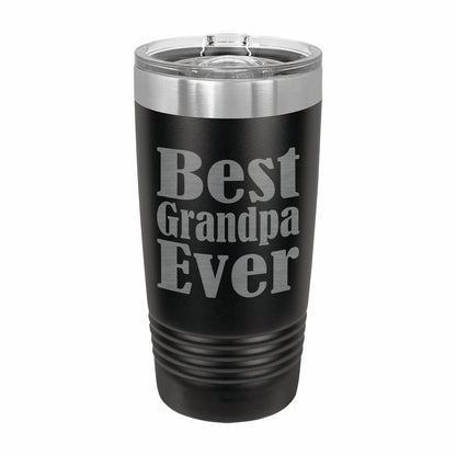 Lunabuddy™ PrecisionNC Grandpa Gifts Best Grandpa Ever Engraved Stainless Steel Travel Mug Tumbler with Lid Fathers Day 20 ounce Black