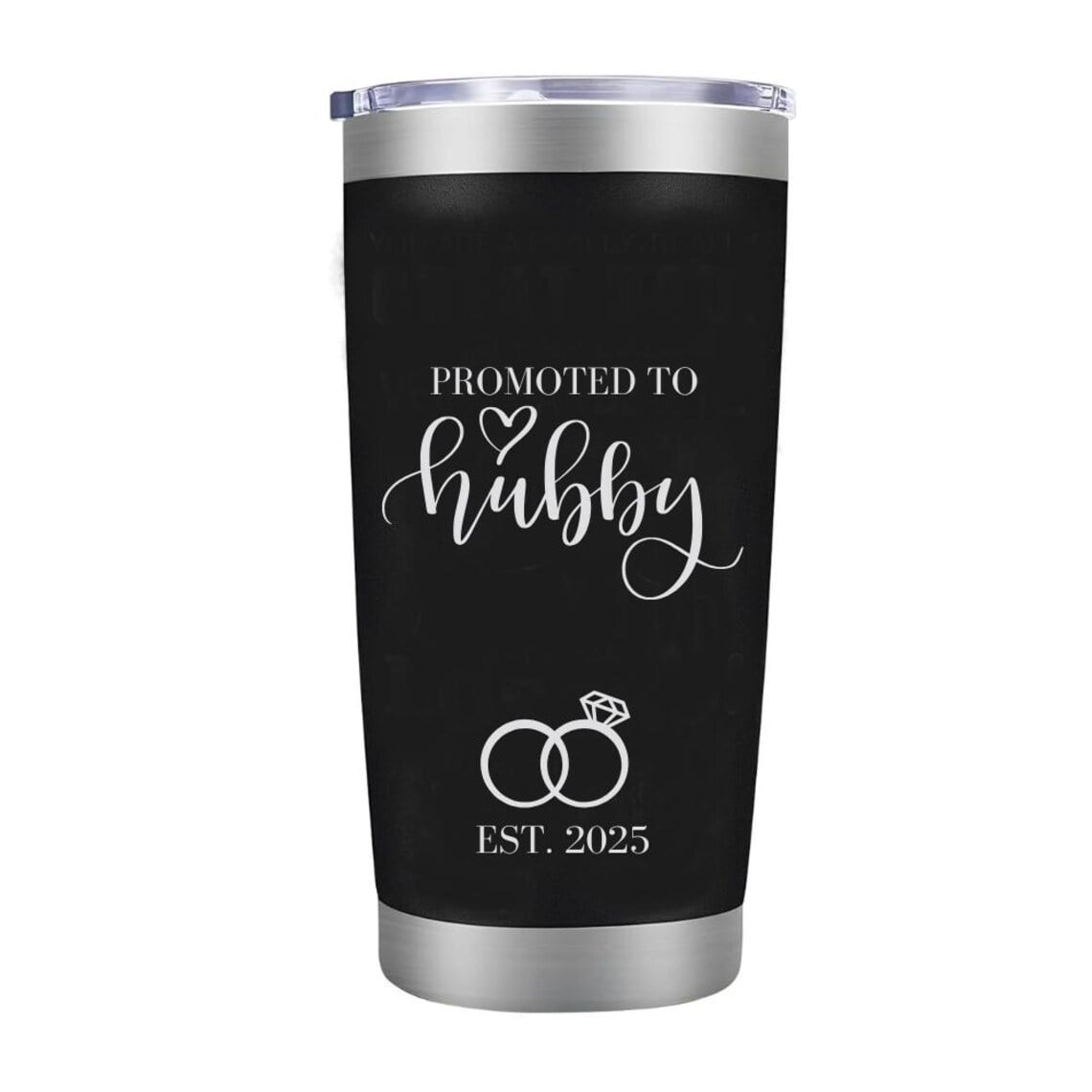 Lunabuddy™ Promoted To Husband - Promoted to Wifey 20oz Tumbler Mug Funny Family Wedding Announcement Coffee Cup For Newlyweds, Romantic Couples Wedding Gifts - Black