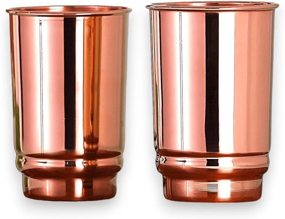 Lunabuddy™ Pure Copper Drinking Cups Ayurvedic Health Tumblers 2 Pcs Set