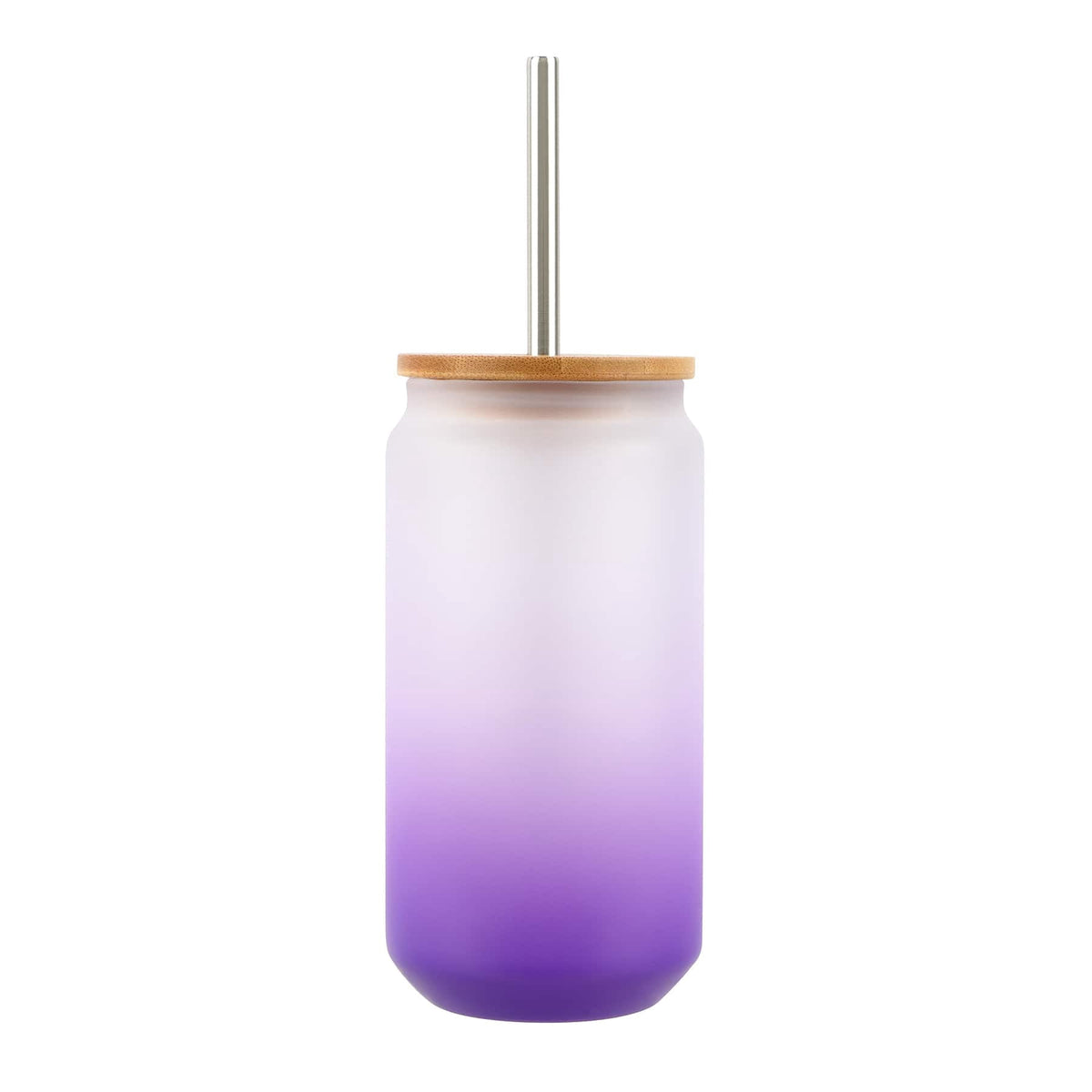 Lunabuddy™ Purple Frosted Glass Sublimation Tumbler by Make Market â€“ 18oz Drinkware with Bamboo Lid & Metal Straw - Designed for Custom Heat Transfer - Hand Wash Only - 12 Pack