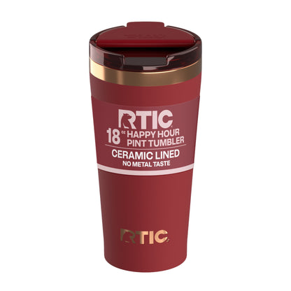 Lunabuddy™ 18 oz Ceramic Lined Insulated Happy Hour Pint Tumbler, Leak