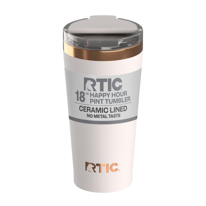 Lunabuddy™ 18 oz Ceramic Lined Insulated Happy Hour Pint Tumbler, Leak