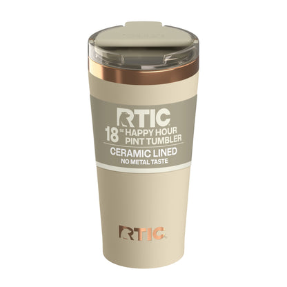 Lunabuddy™ 18 oz Ceramic Lined Insulated Happy Hour Pint Tumbler, Leak
