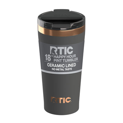 Lunabuddy™ 18 oz Ceramic Lined Insulated Happy Hour Pint Tumbler, Leak