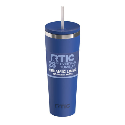 Lunabuddy™ 28 oz Ceramic Lined Everyday Tumbler, Spill-Resistant Straw Lid, Marine