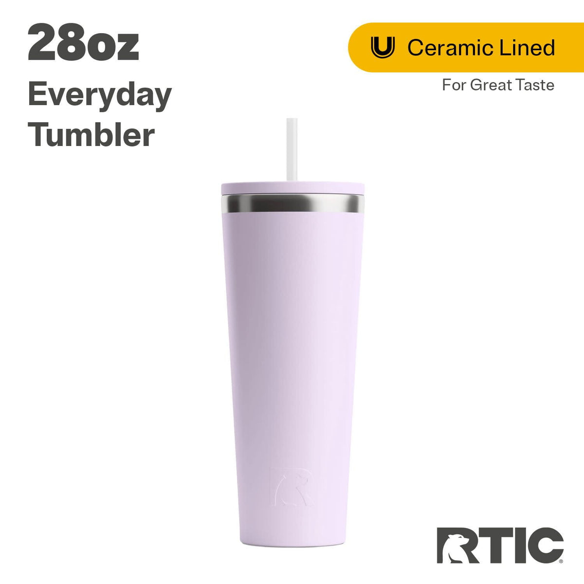 Lunabuddy™ 28 oz Ceramic Lined Everyday Tumbler, Spill-Resistant Straw Lid, Plum