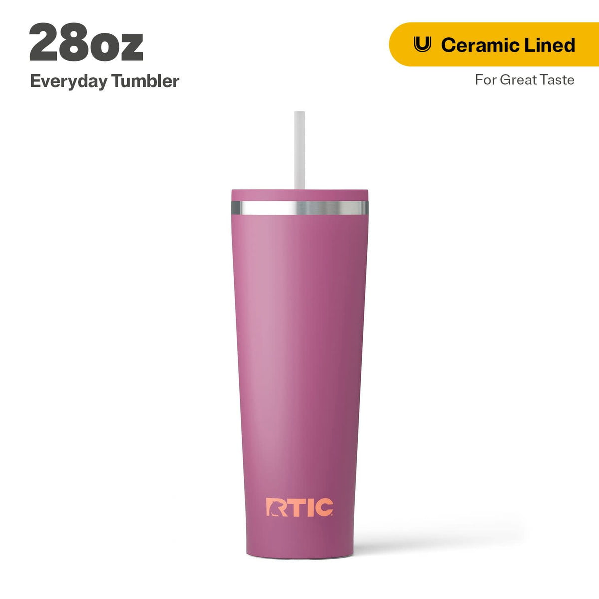 Lunabuddy™ 28 oz Ceramic Lined Everyday Tumbler, Spill-Resistant Straw Lid, Plum