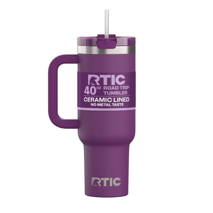 Lunabuddy™ 40 oz Ceramic Lined Road Trip Tumbler with Handle and Leak-Resistant Straw Lid, Berry Jam