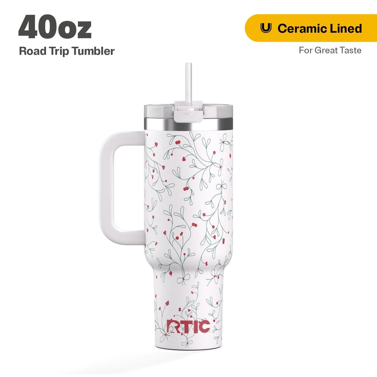Lunabuddy™ 40 oz Ceramic Lined Road Trip Tumbler, Leak-Resistant Straw Lid