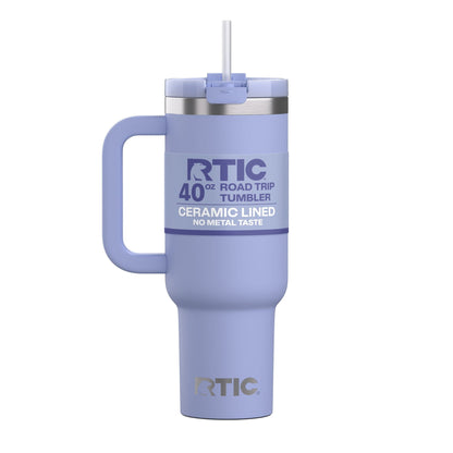 Lunabuddy™ 40 oz Ceramic Lined Road Trip Tumbler with Handle and Leak-Resistant Straw Lid, Periwinkle
