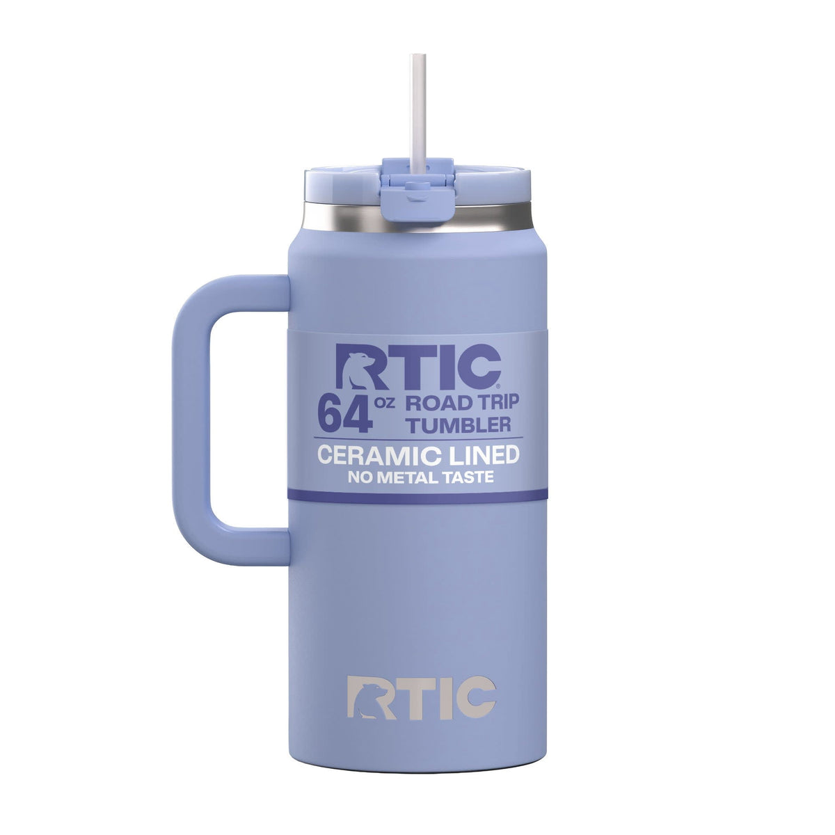 Lunabuddy™ 64 oz Ceramic Lined Road Trip Tumbler with Handle and Leak-Resistant Straw Lid, Periwinkle