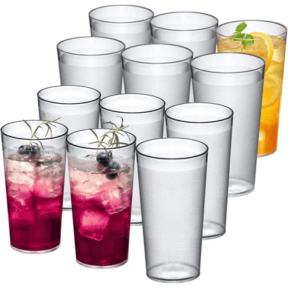 Lunabuddy™ Ruseen 12 Piece Unbreakable Plastic Tumblers Drinkware Bpa Free Reusable Plastic