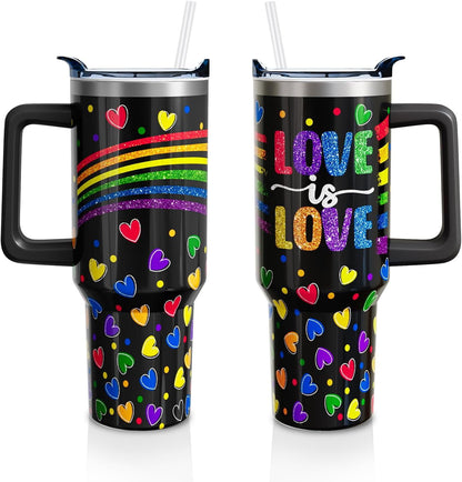 Lunabuddy™ Christmas Gifts 40 Oz Tumbler with Handle and Straw, Green Xmas